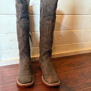 Dan Post Tan and Gray Leather Boots